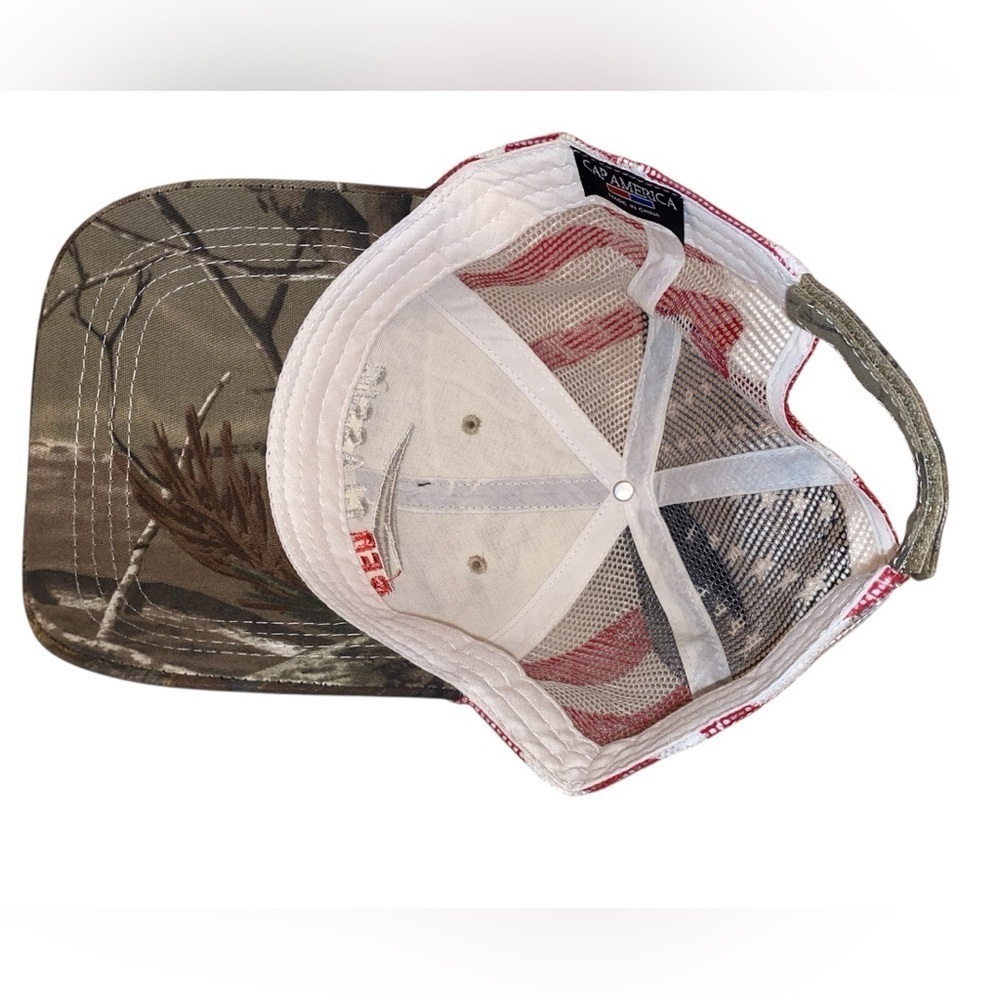 REALTREE“Red Classic” Adult Camo Baseball Cap with Mesh American Flag Back NWT - Picture 7 of 7